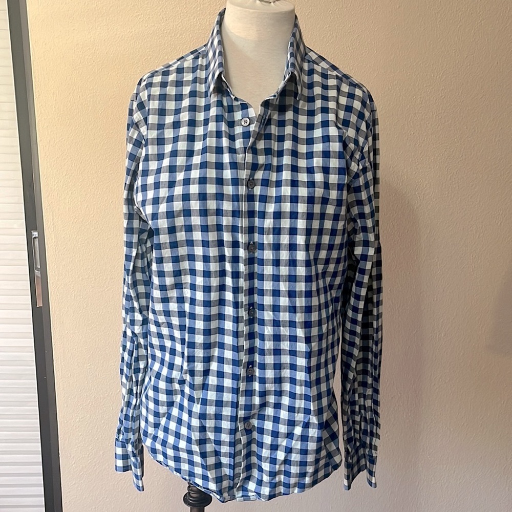 Express Button Down Plaid Dress Shirt